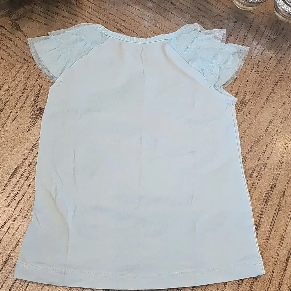Light Blue Kids Top with Butterfly Design 3T
